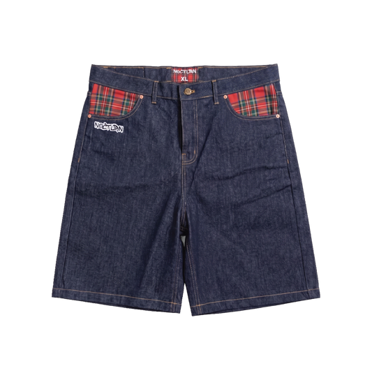 Indigo Jorts (TARTAN POCKETS)